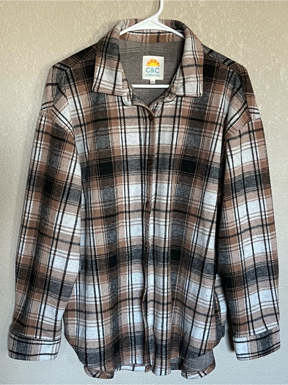 C&C California Brown Plaid Women's Shacket